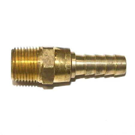 Brass Hose Fitting, Connector, 3/8 Inch Swivel Barb X 3/8 Inch Male NPT End